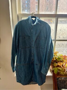 ISABEL MARANT Washed Blue Denim Mini Shirt Dress